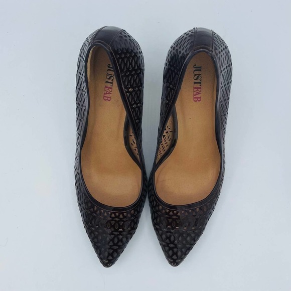 Esther Laser Cut Brown Pointy Toe Heels - Picture 8 of 11